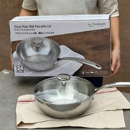 CHẢO ĐÚC INOX SÂU LÒNG 3 LỚP KAIYO VUNG KÍNH 18CM