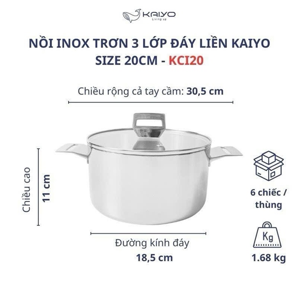 NỒI KAIYO size 20cm ( cao 12cm )