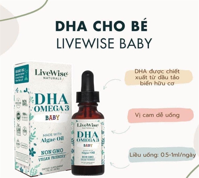 DHA Omega 3 dạng giọt Live Wise Baby DHA
