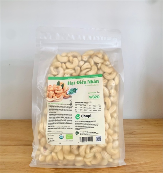 Hạt Điều Hữu Cơ nguyên 1kg ( Túi)