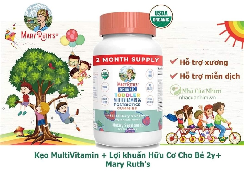 Kẹo vitamin 2 tuổi + lợi khuẩn Mary ruth ( Lọ)