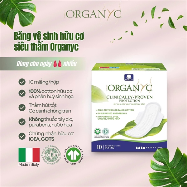 Băng Vệ Sinh hữu cơ siêu thấm Organic 10 miếng