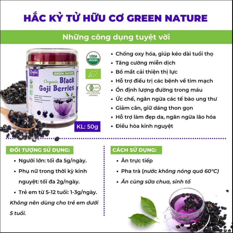 Hắc Kỉ Tử Green Natural Hữu Cơ 50gr (Hộp)