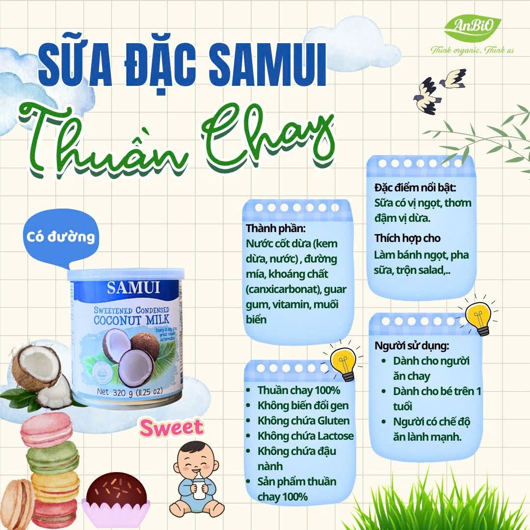 Sữa Đặc Thuần Chay Có Đường SAMUI 320gr ( Hộp)