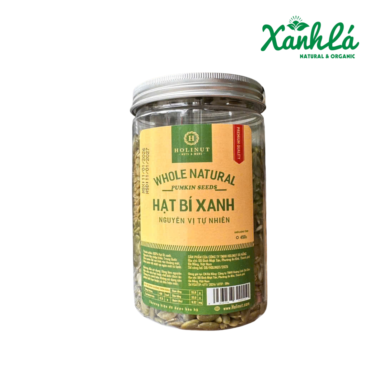 HẠT BÍ XANH ẤN ĐỘ SẤY 500gr Holinut (Hộp)