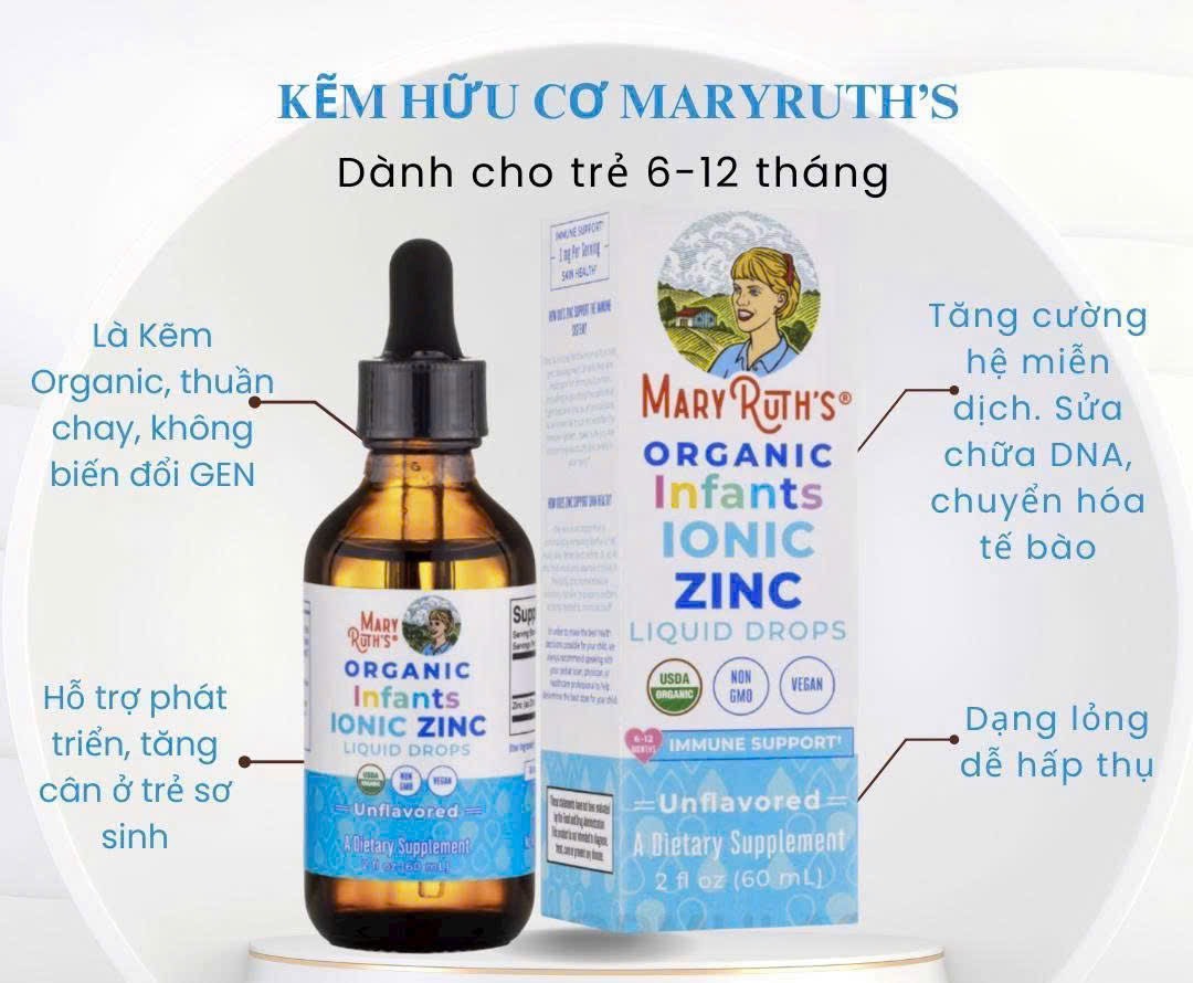 Kẽm HC cho trẻ sơ sinh từ 6-12 tháng MaryRuth ' 60ml (Lọ)