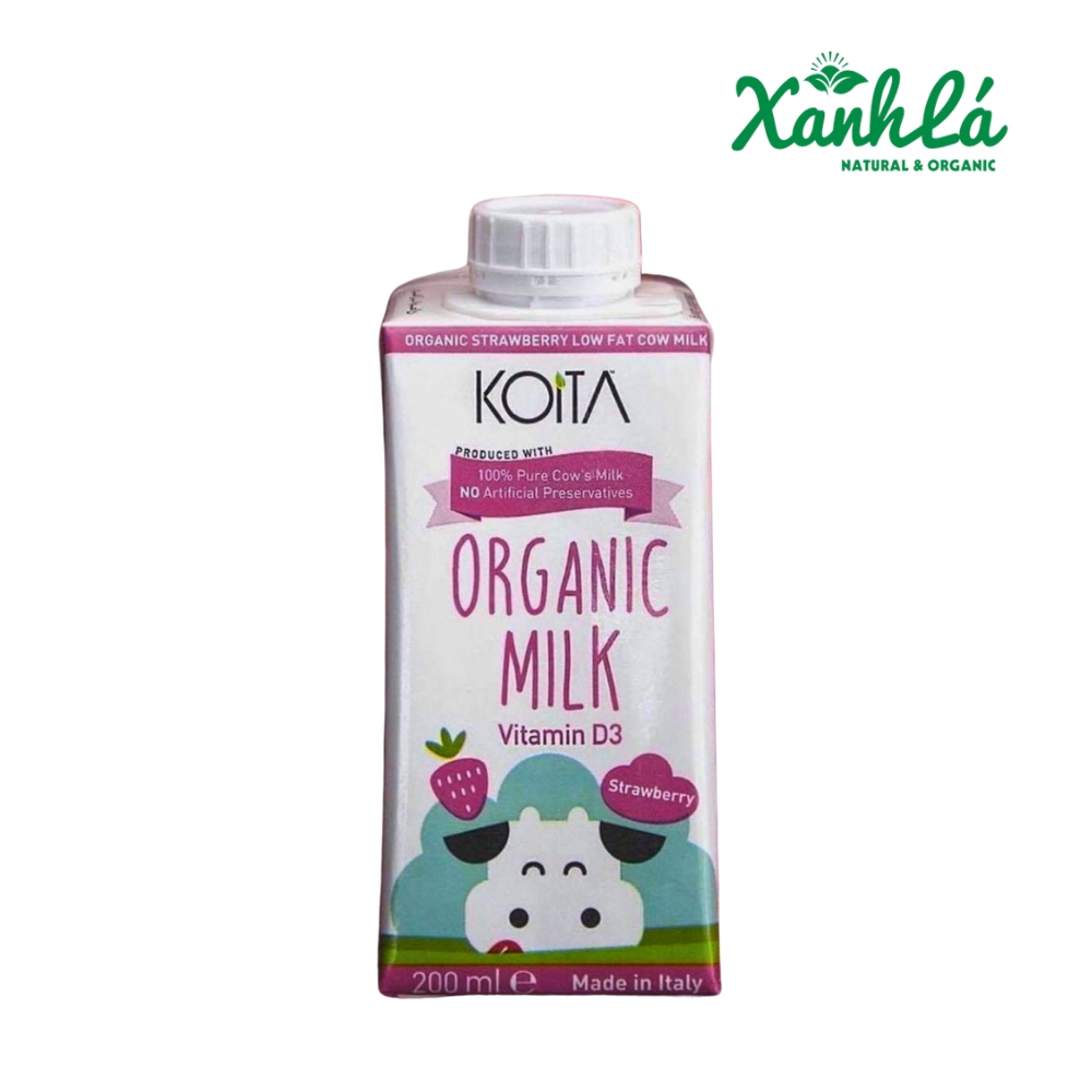 Sữa bò hữu cơ Koita 200ml vị dâu ít béo