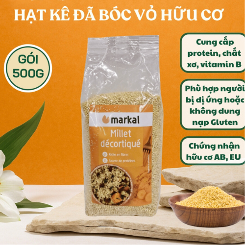 Hạt kê đã bóc vỏ hữu cơ Markal 500g