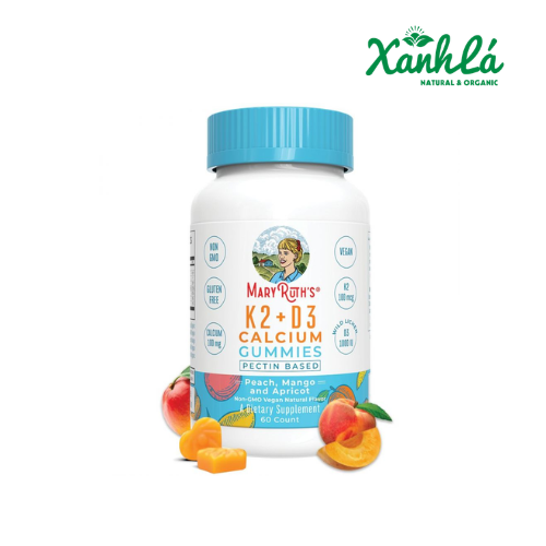 D3 K2 Mary Ruth's Kẹo dẻo Calcium Gummies 60v