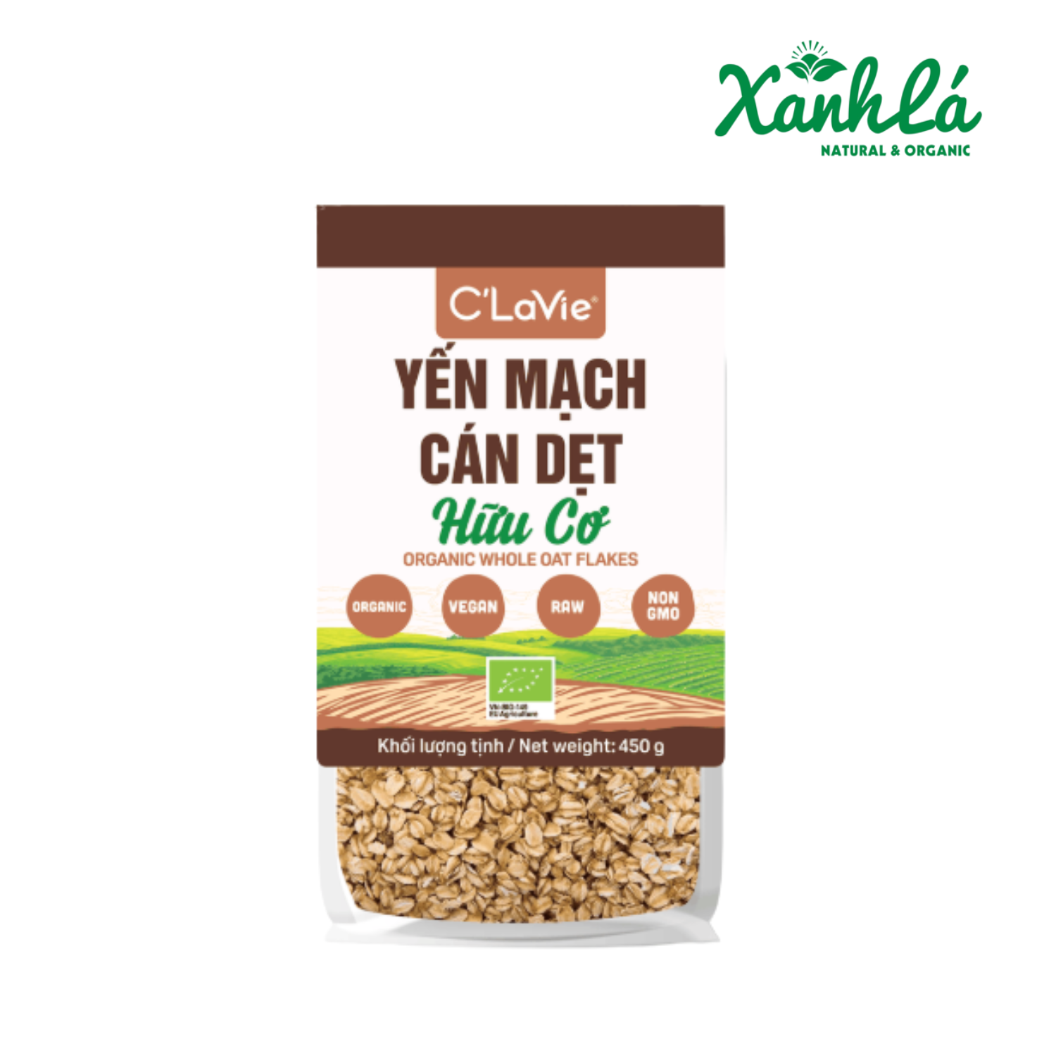 Yến Mạch cán dẹt hữu cơ C Lavie 450gr ( Túi)