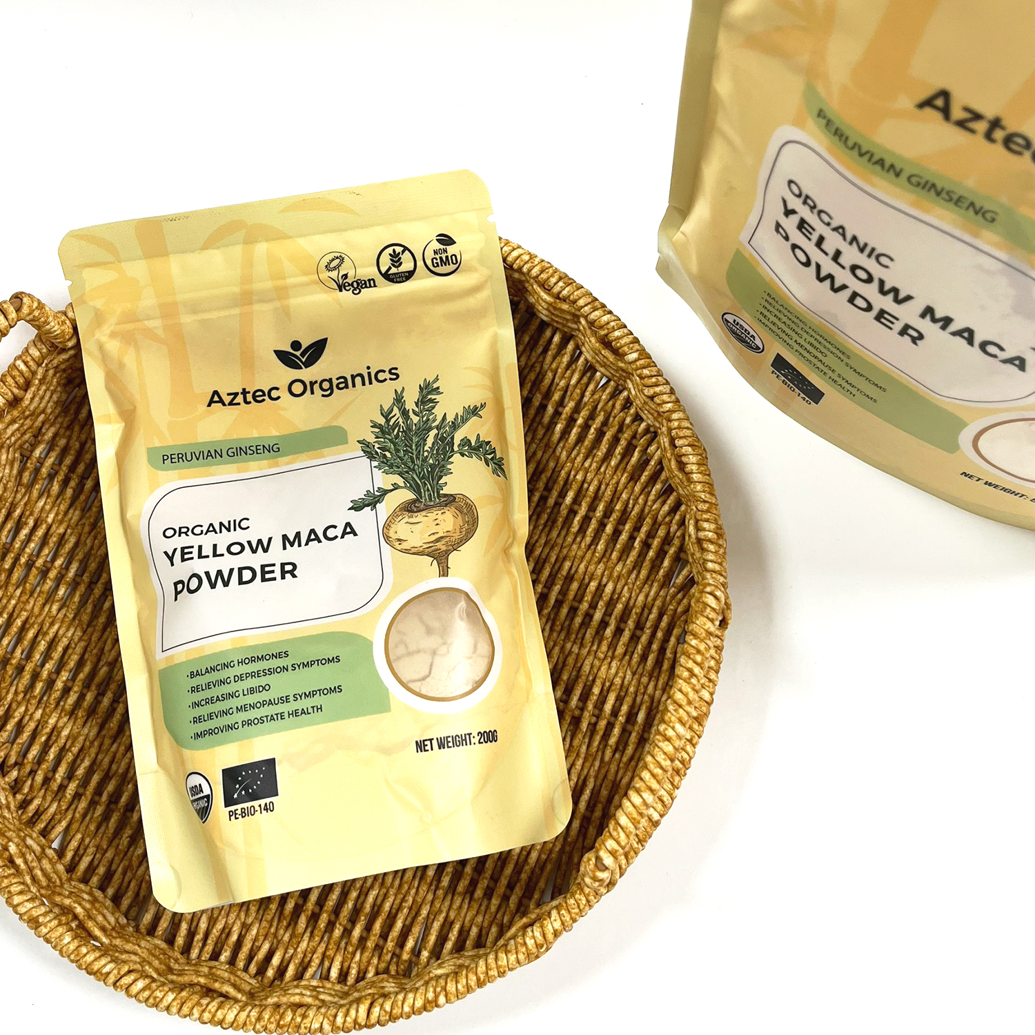 Bột nhân sâm Maca Vàng hữu cơ( Aztec Organic) 200gr