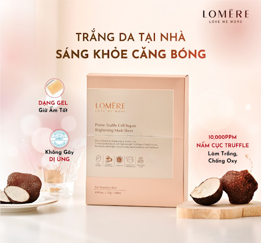 MẶT NẠ DƯỠNG TRẮNG - PHỤC HỒI DA LOMERE CHIẾT XUẤT TỪ NẤM CỤC