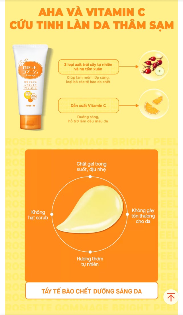 TẨY DA CHẾT ROSETTE CAM DƯỠNG SÁNG DA ( CTY - VAT )