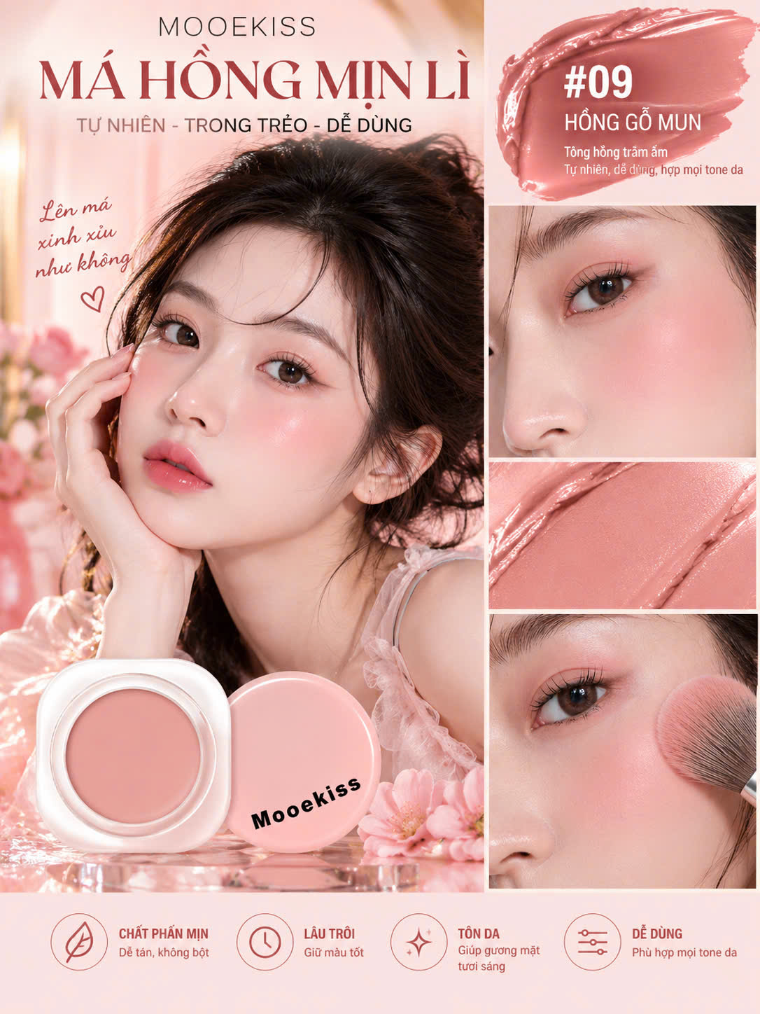 Phấn má hồng dạng kem - Mooekiss Romantic  Diverse Colors Blush