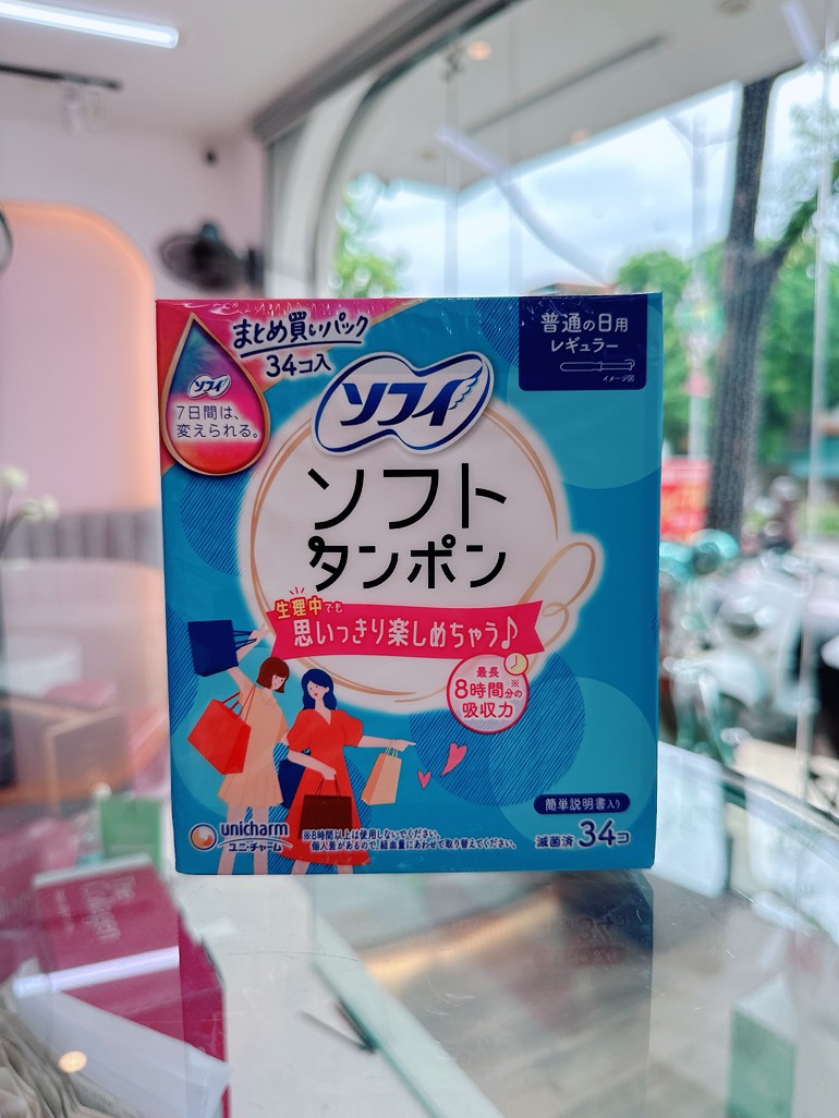 TAMPON NHẬT BẢN UNICHARM NGÀY THƯỜNG XANH DA TRỜI 34 MIẾNG