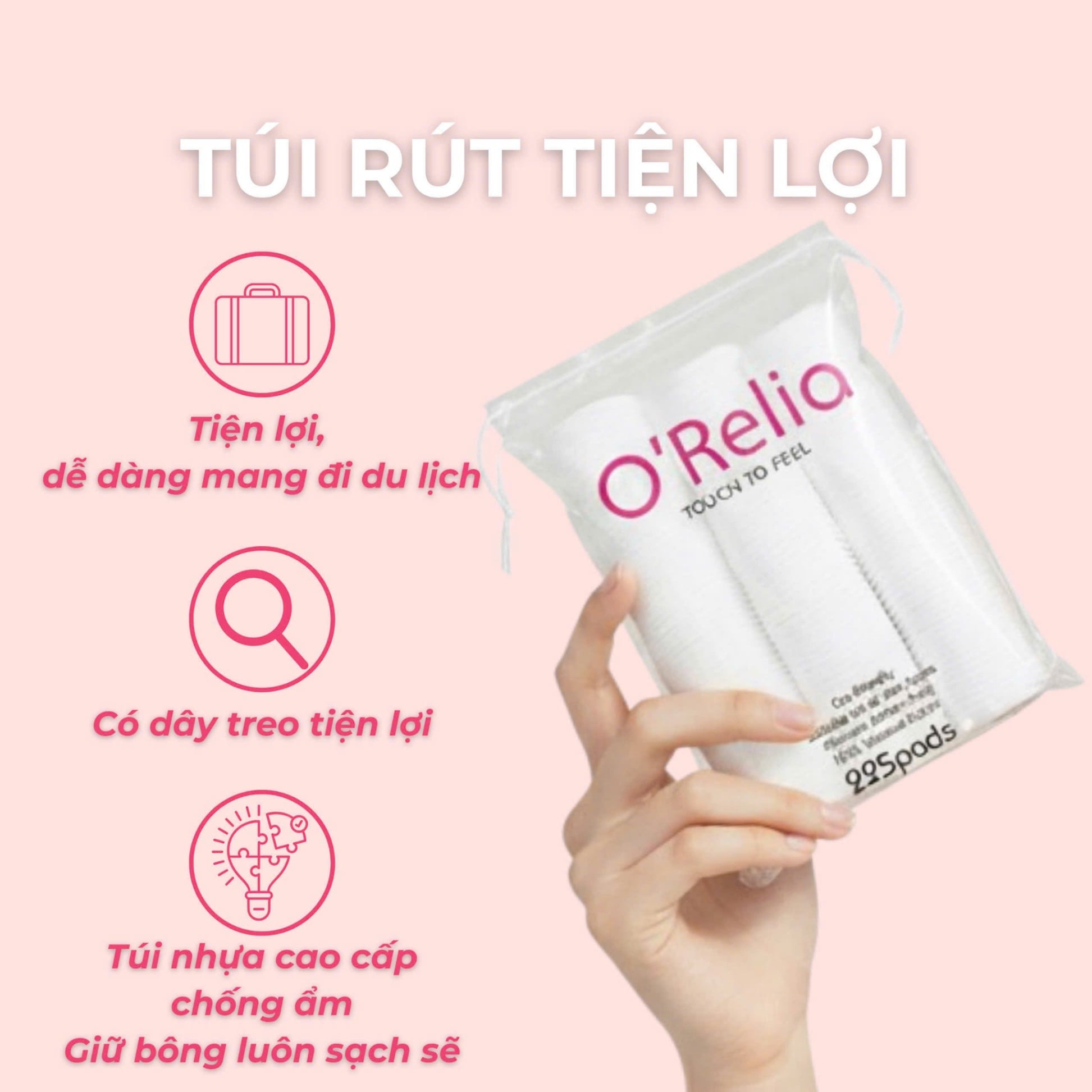 Bông tẩy trang O'Relia gói 225 pcs