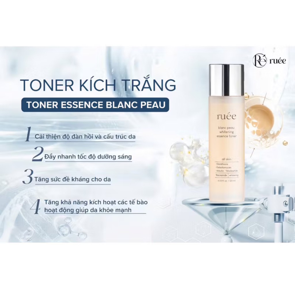Nước hoa hồng dưỡng ẩm Ruee blanc peau whitening essence toner 120ml