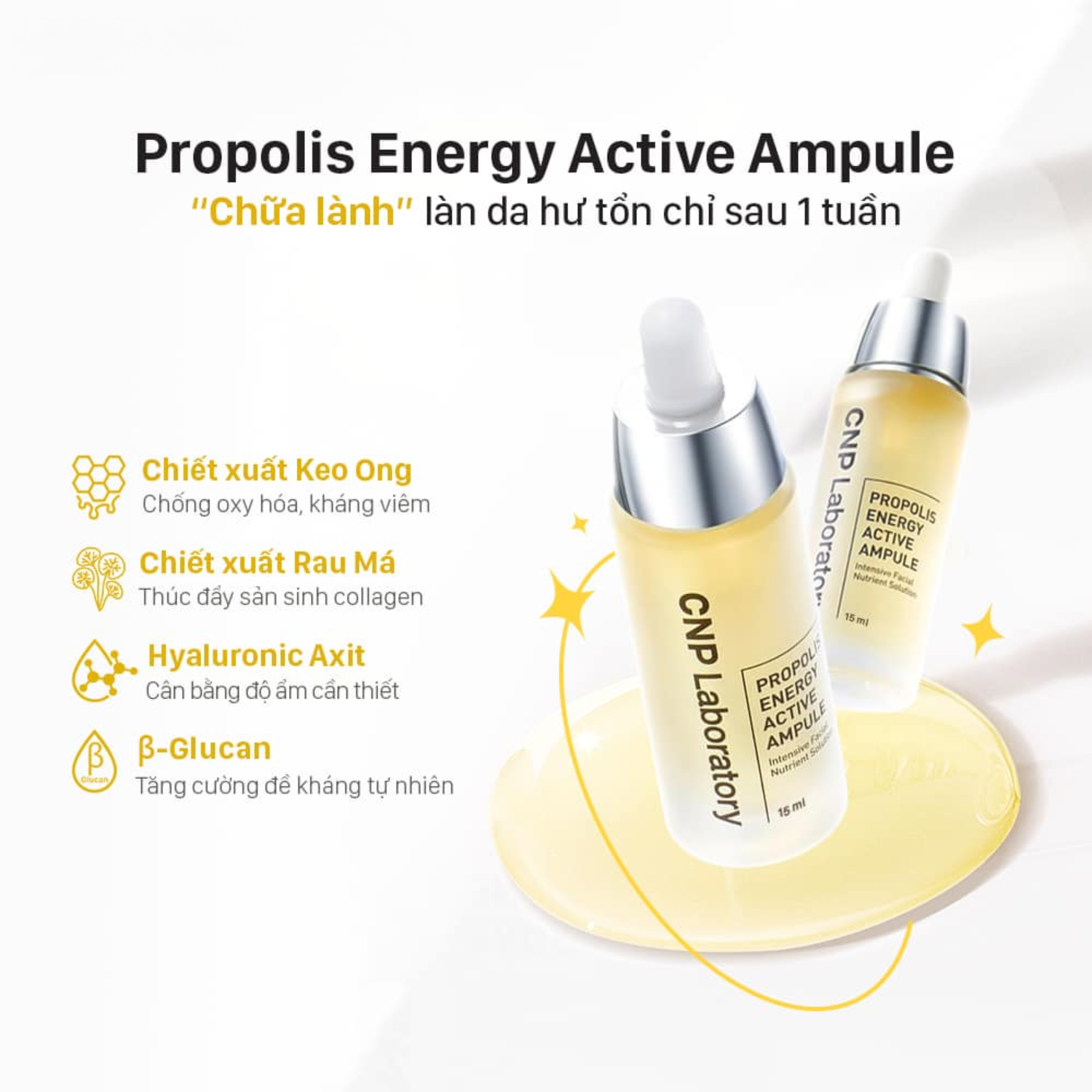 CNP PROPOLIS ENERGY ACTIVE AMUPLE 35ML [Tinh chất phục hồi keo ong CNP Propolis #35ml chai lớn ] BẠC