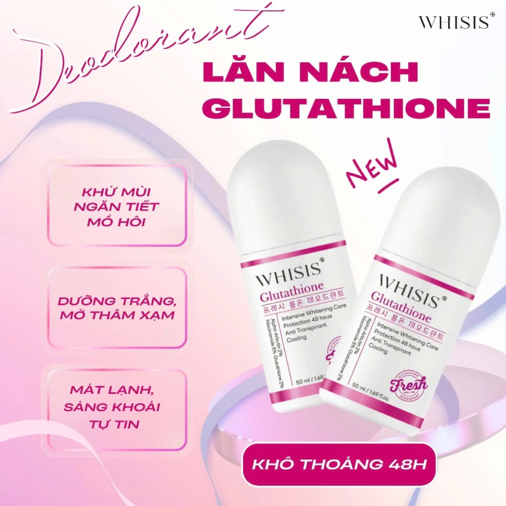 WHISIS - Sản phẩm khử mùi mồ hôi nách Glutathione Fresh Roll On Deodorant 50ml