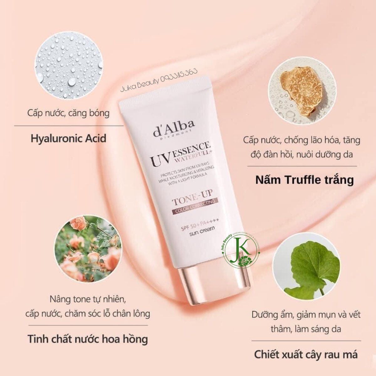 Kem chống nắng nâng tone 50ml (d'Alba Waterfull Tone-up Sun Cream 50ml)