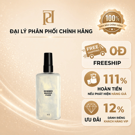 XỊT KHÓA TRANG ĐIỂM 3CE SHIMMER MAKEUP FIXER [ CÓ NHŨ ]