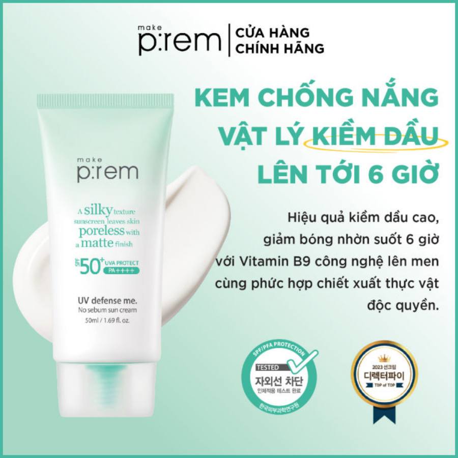 Kem chống nắng MAKE P:REM UV Defense me. No sebum sun cream 50ml