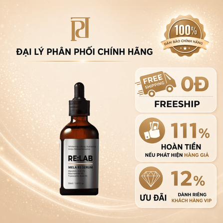 Sản phẩm dưỡng da RE:LAB MELA B3 5% SERUM giúp dưỡng ẩm, làm trắng da, 50ml