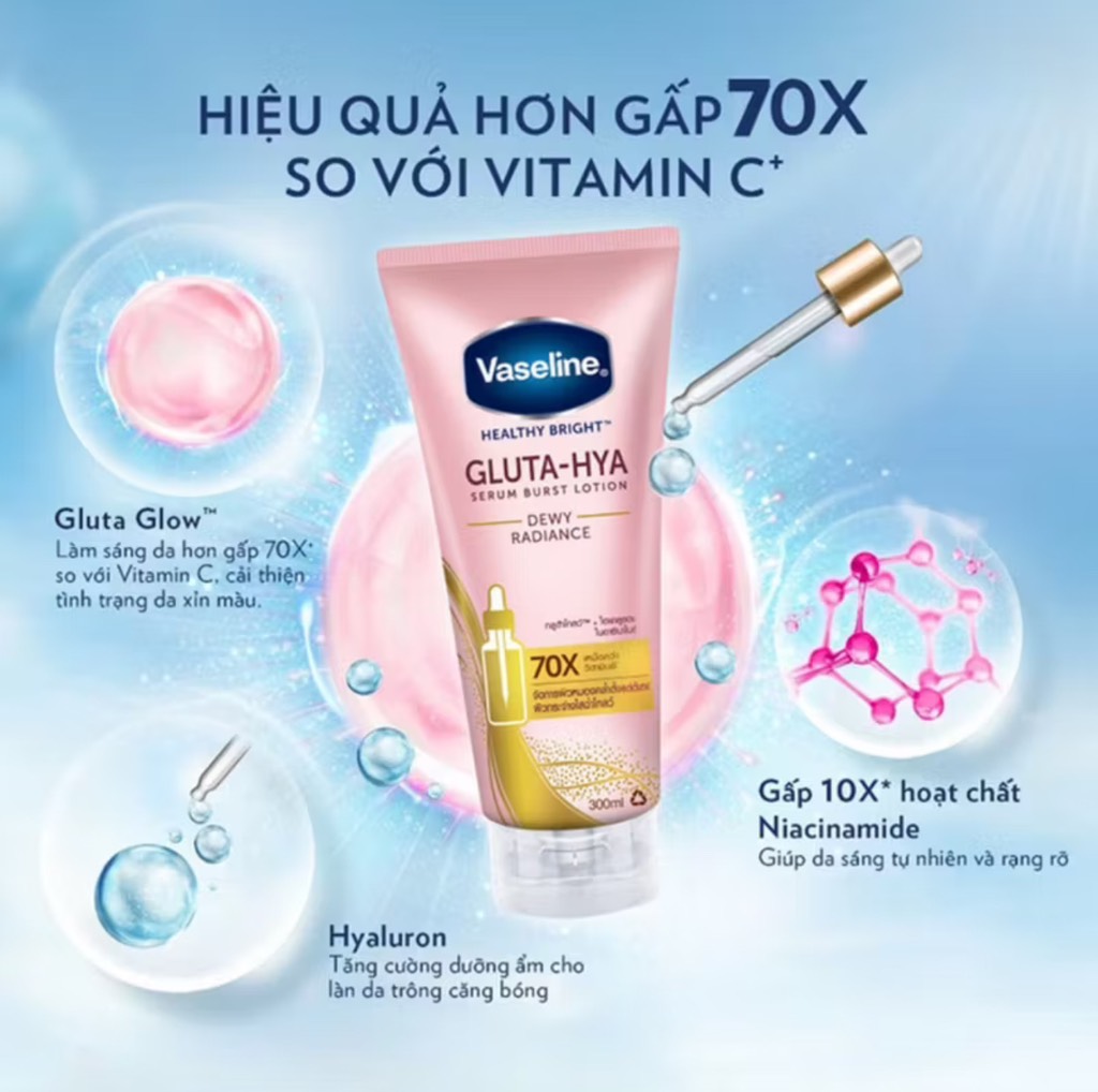 DƯỠNG THỂ VASELINE GLUTA-HYA SERUM BURST LOTION DEWY RADIANCE ( HỒNG )