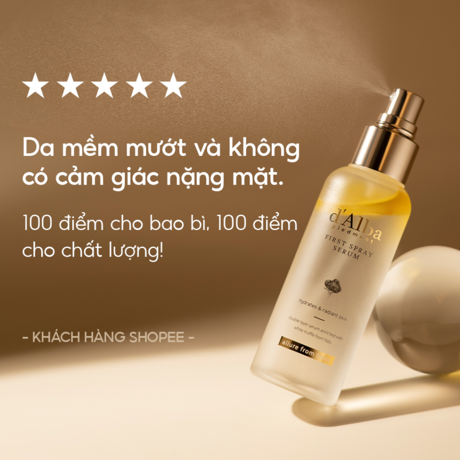 Tinh chất chiết xuất nấm Truffle trắng dạng xịt căng bóng da 100ml (d’Alba White Truffle First Spray Serum 100ml), mã vạch: 8809563068753