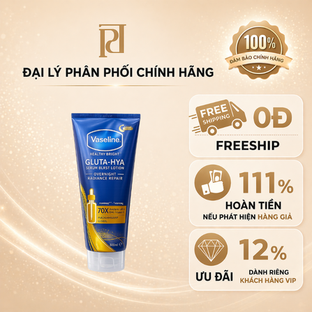 DƯỠNG THỂ VASELINE GLUTA-HYA SERUM BURST LOTION OVERNIGHT RADIANCE REPAIR ( XANH DƯƠNG )