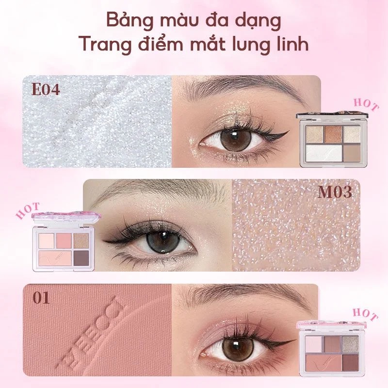 Bảng phấn mắt 5 màu VEECCI QIMENG FIVE COLOR EYE SHADOW DISK