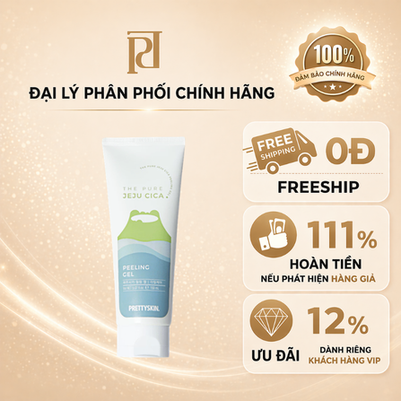 Gel tẩy da chết JEJU CICA chiết xuất rau má (PRETTYSKIN THE PURE JEJU CICA PEELING GEL), dung tích150ml, hiệu PRETTYSKIN
