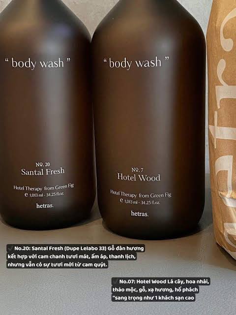 Sữa tắm hương nước hoa Hetras Hotel Therapy Body Wash