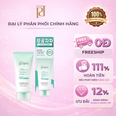 Kem chống nắng MAKE P:REM UV Defense me. No sebum sun cream 50ml