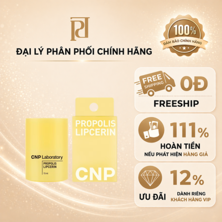 CNP PROPOLIS LIPCERIN [ DƯỠNG MÔI CNP 15ML KEO ONG ] HŨ LỚN VÀNG