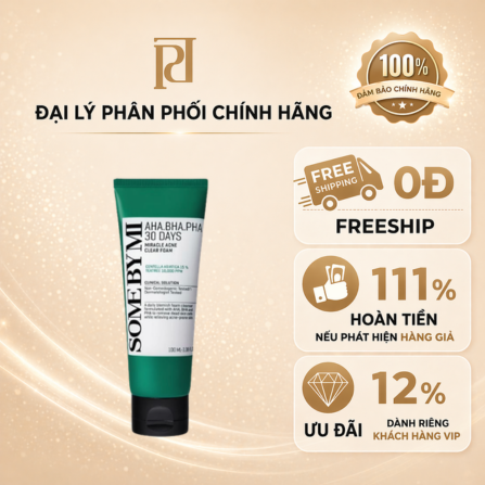 Sữa rửa mặt Some By Mi AHA-BHA-PHA 30 Days Miracle Acne Clear Foam 100ml