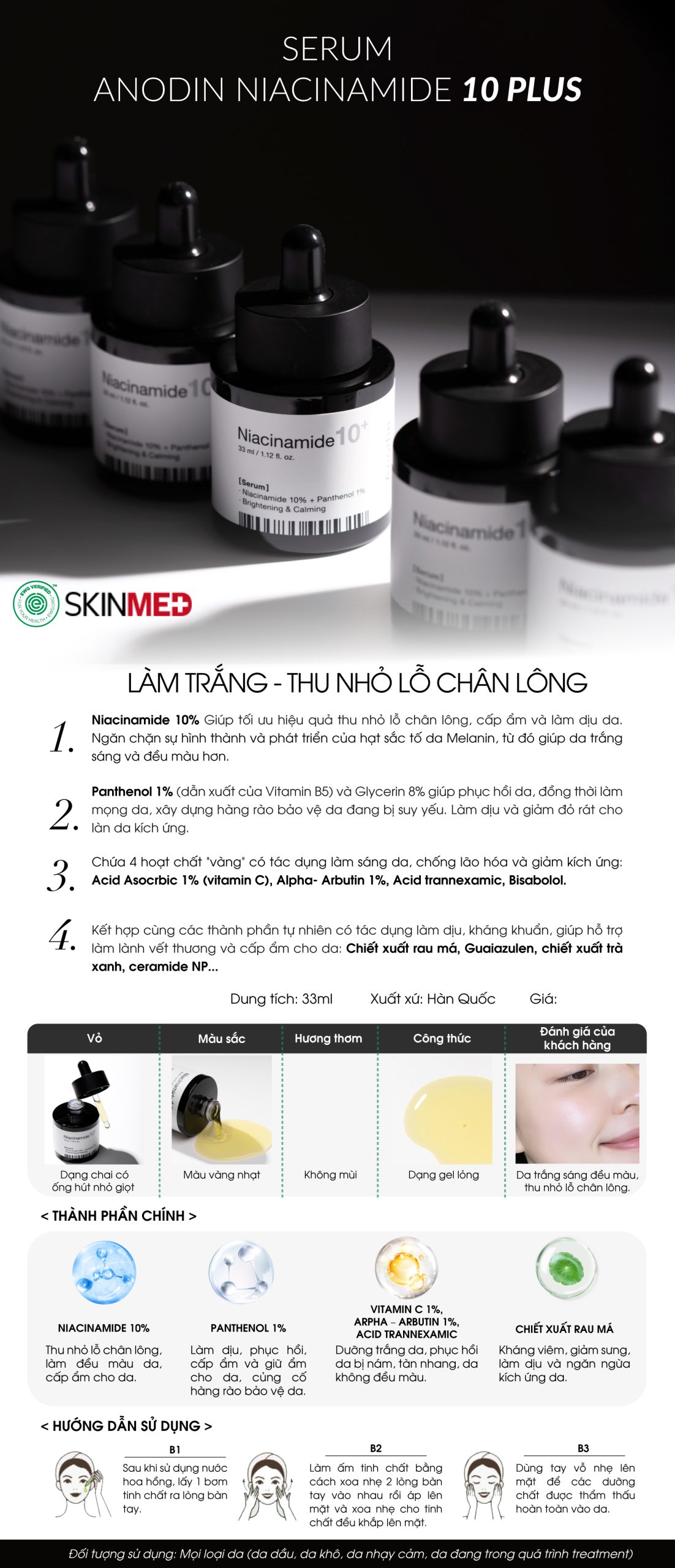 Serum dưỡng da ANODIN NIACINAMIDE 10 PLUS SERUM