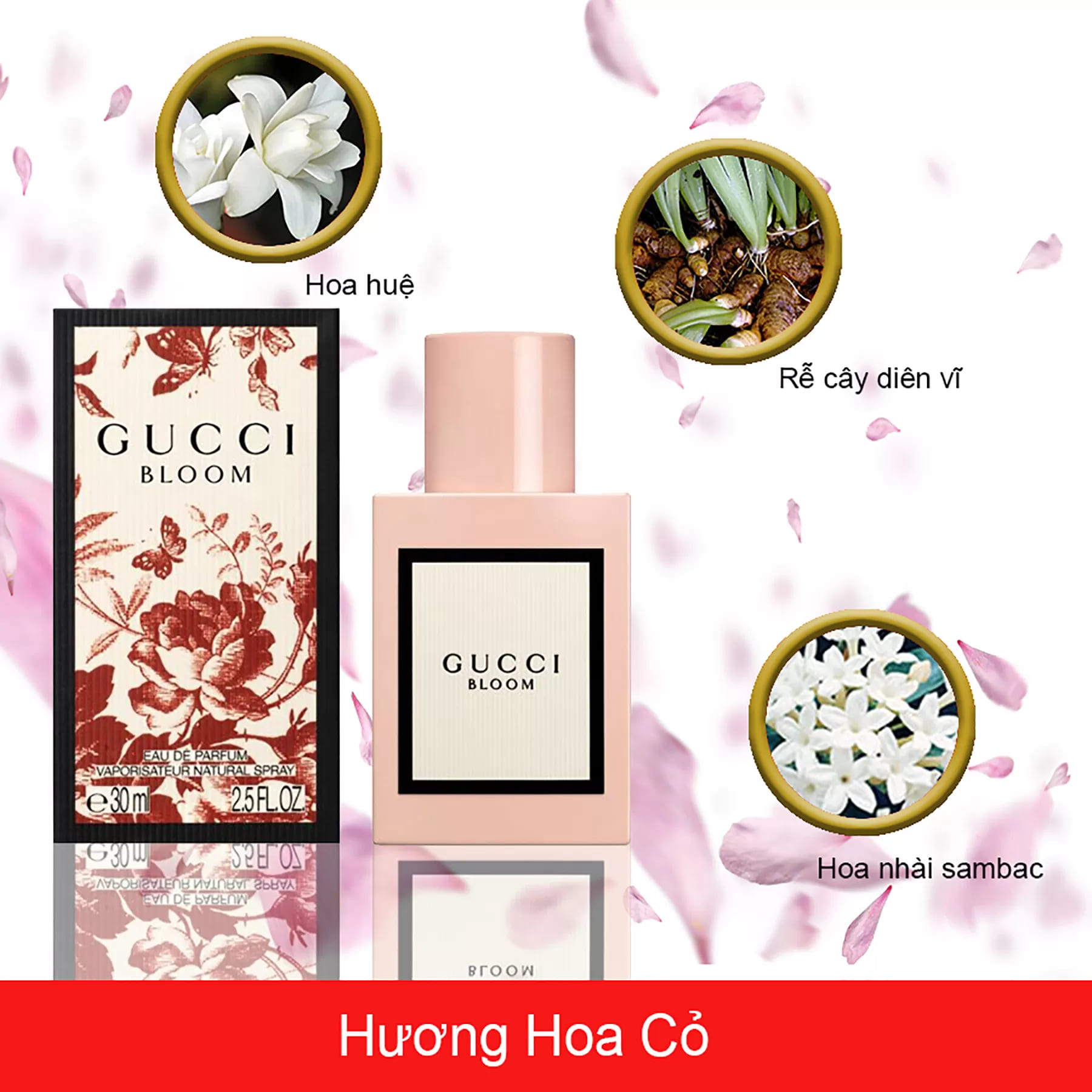 NƯỚC HOA GUCCI BLOOM EAU DE PARFUM VAPORISATEUR NATURAL SPRAY 30ML