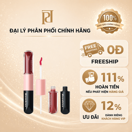 Son kem hai đầu 2 trong 1 - Mooekiss Dual Effect Essence Lip Gloss (1 đầu tint + 1 đầu bóng không màu)