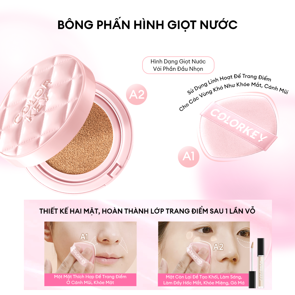 PHẤN NƯỚC CHỐNG NẮNG LÀM SÁNG DA LÂU TRÔI COLORKEY LONG LASTING FLAWLESS BRIGHTENING CUSHION CREAM SPF50+PA++++