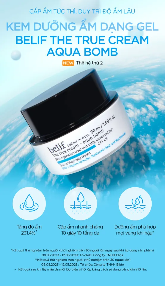 BELIF Gel Dưỡng Ẩm The True Cream Aqua Bomb 50ML / 52102185 [Gel Dưỡng Belif Hũ Xanh Nhạt]