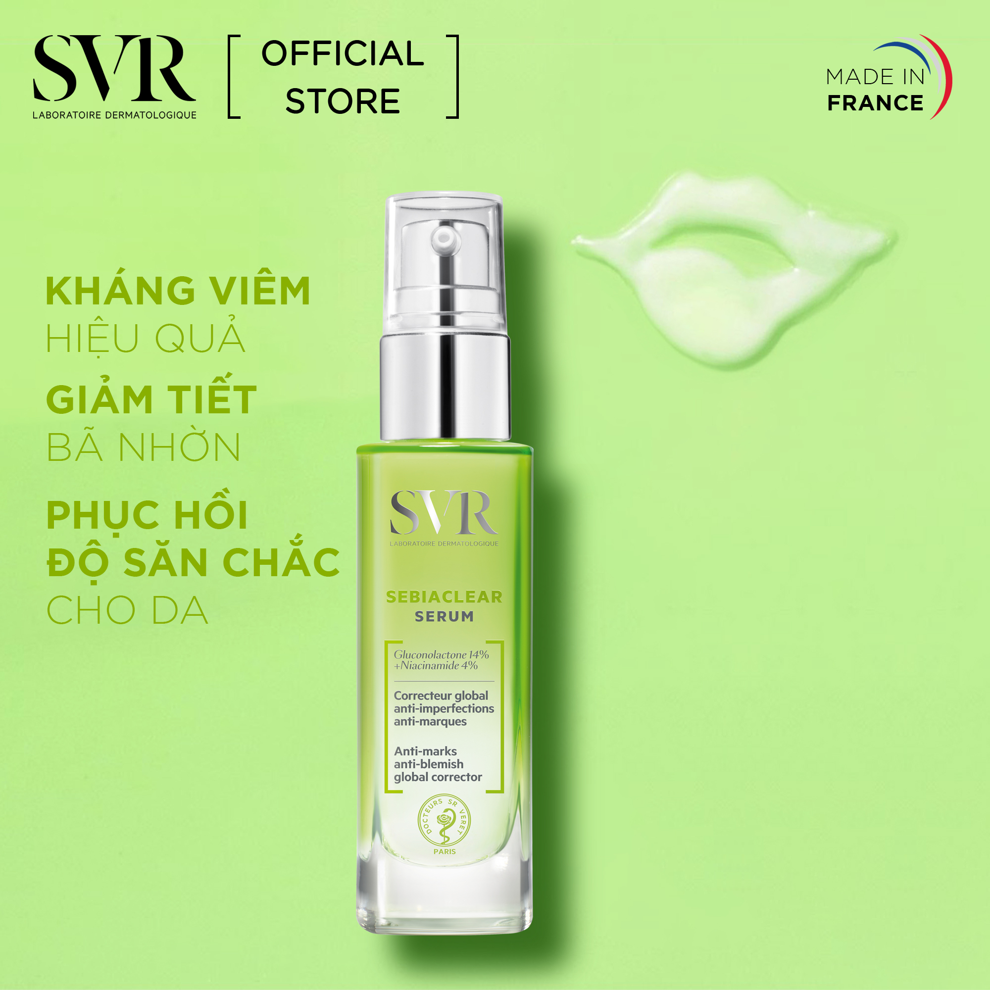 TINH CHẤT DƯỠNG DA HỖ TRỢ LÀM MỜ THÂM MỤN VÀ CẢI THIỆN NẾP NHĂN SVR SEBIACLEAR