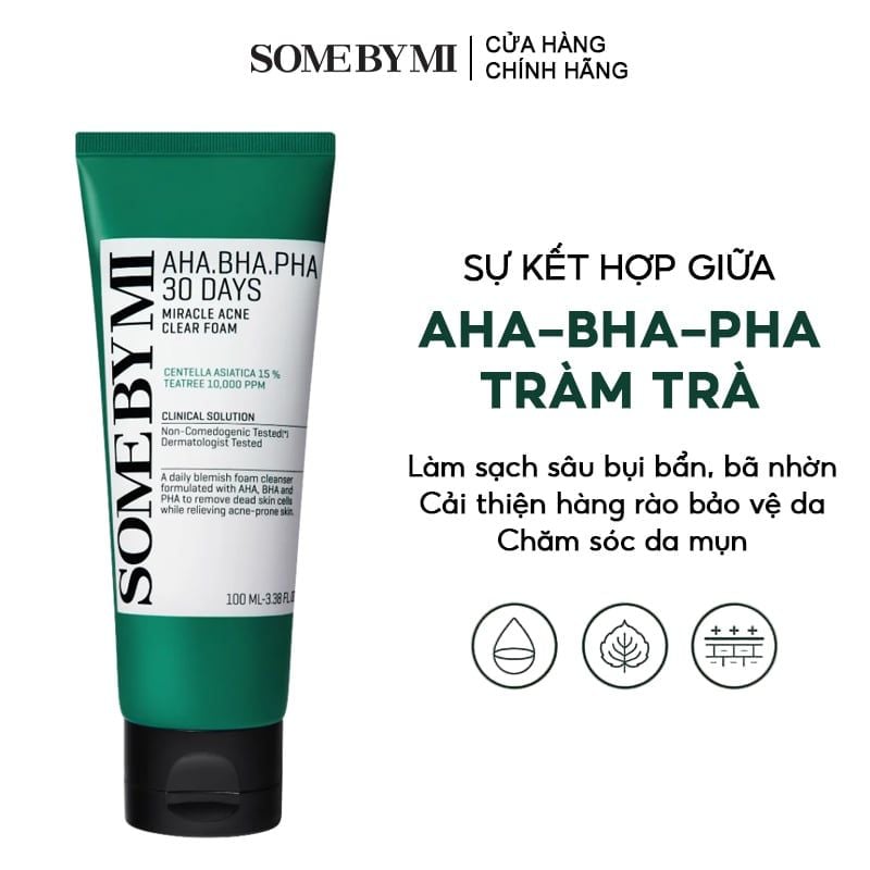 Sữa rửa mặt Some By Mi AHA-BHA-PHA 30 Days Miracle Acne Clear Foam 100ml