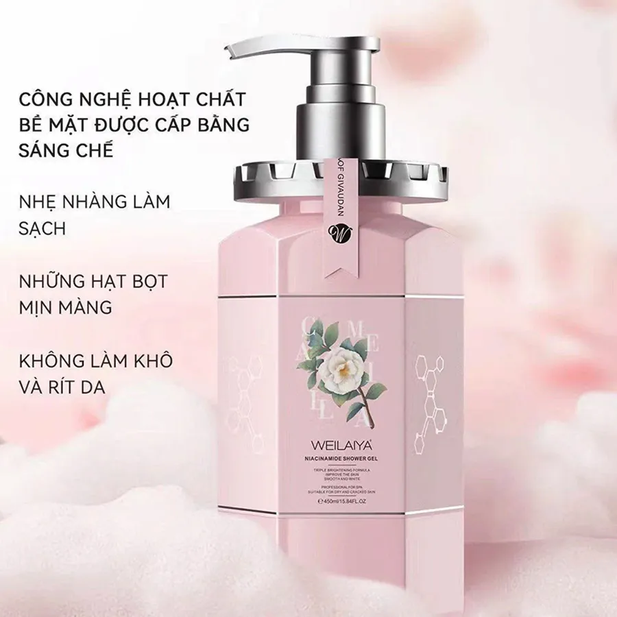 Sữa tắm trắng da Weilaiya 450ml (WEILAIYA NIACINAMIDE SHOWER GEL)