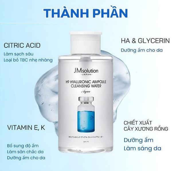 Nước tẩy trang JMSOLUTION JP H9 AMPOULE WATER AQUA 500ml