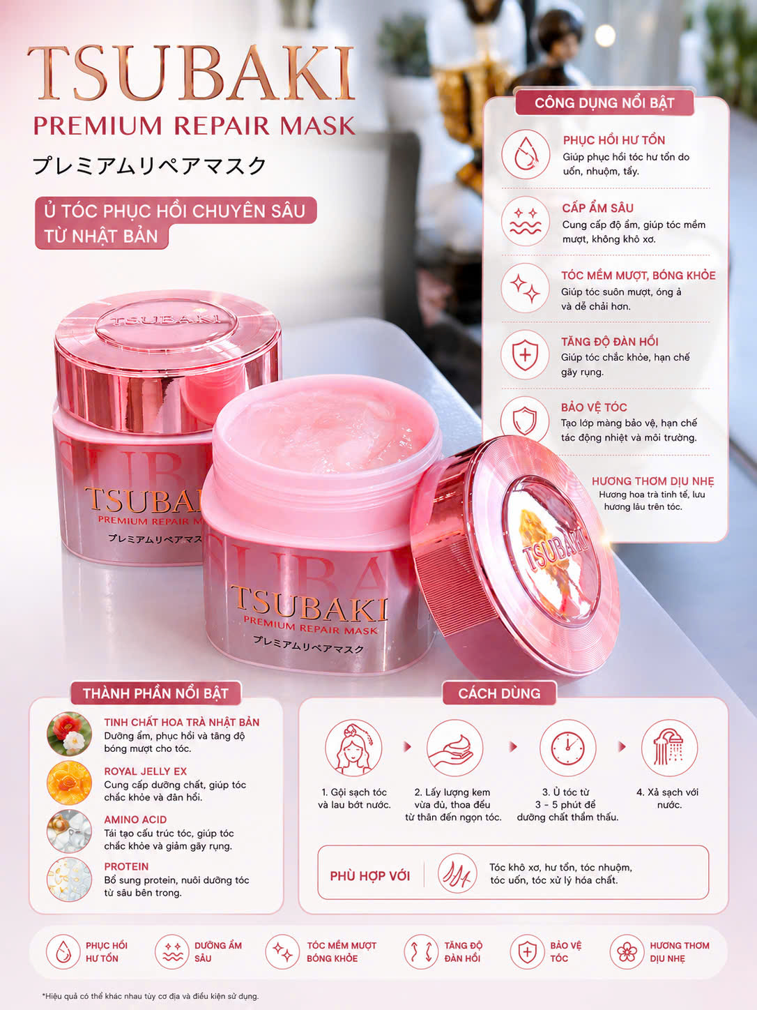 MẶT NẠ TÓC TSUBAKI CAO CẤP S 180 G (TSUBAKI PREMIUM REPAIR MASK S 180 G)