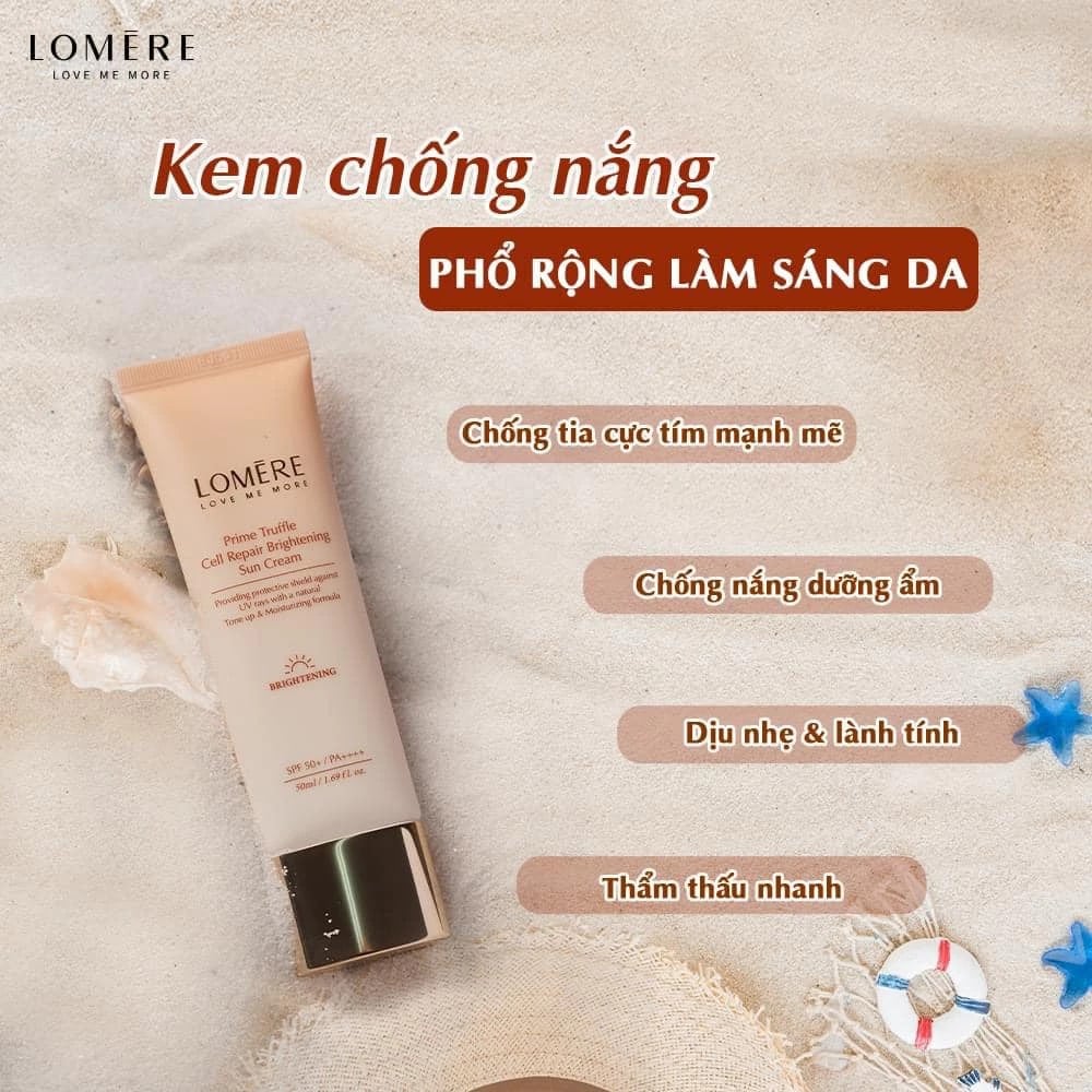 KEM CHỐNG NẮNG PHỔ RỘNG TRẮNG DA LOMERE CHIẾT XUẤT TỪ NẤM CỤC