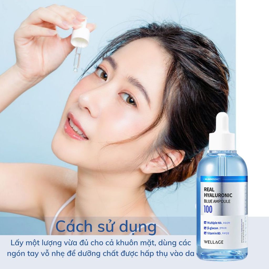 Sản Phẩm Dưỡng Ẩm Da Wellage Real Hyaluronic Blue 100 Ampoule 60ml