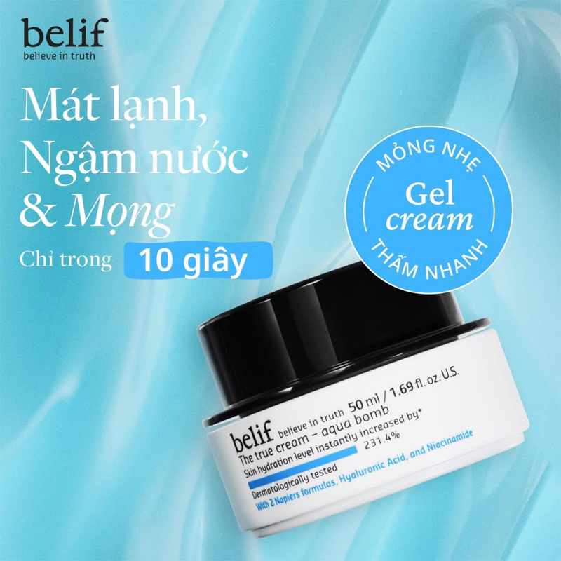 BELIF Gel Dưỡng Ẩm The True Cream Aqua Bomb 50ML / 52102185 [Gel Dưỡng Belif Hũ Xanh Nhạt]