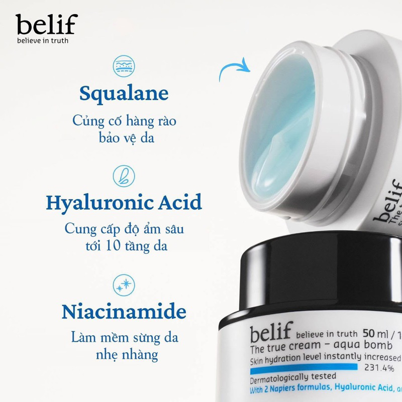 BELIF Gel Dưỡng Ẩm The True Cream Aqua Bomb 50ML / 52102185 [Gel Dưỡng Belif Hũ Xanh Nhạt]